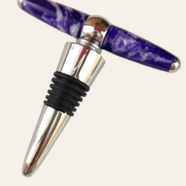 T-Handle Wine-topper With Built in Corkscrew- Purple Passion
