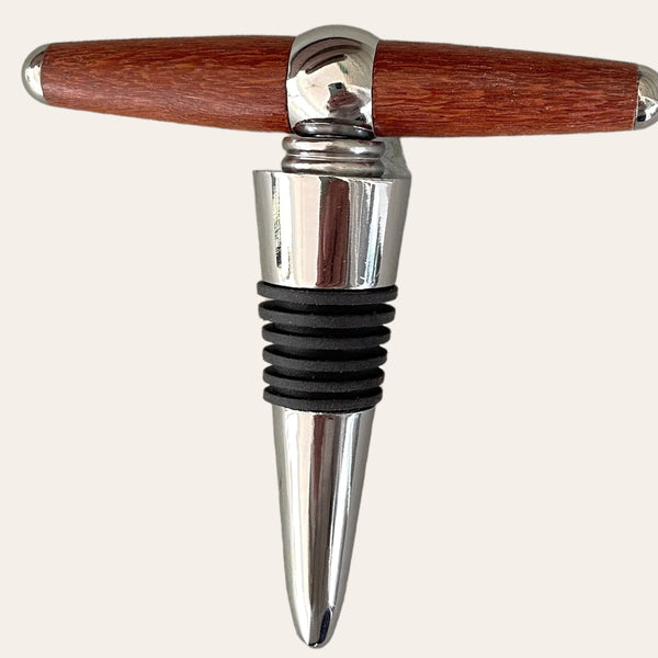 Leopard Wood Hand Turned  T-Handle Winetopper Corkscrew