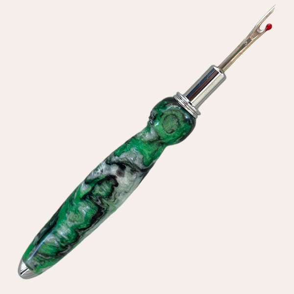 Hand Turned Resin Single Blade Seam Ripper - Evergreen Forest