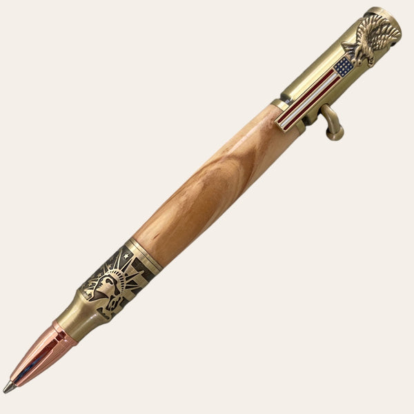 Statue of liberty hand turned pen with bethlehem olivewood. Paul's hand turned creations