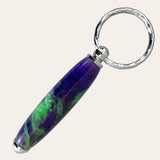 Small Resin Keychain - Aquarius by Paul's Hand Turned Creations, purple & green handle, silver ring.