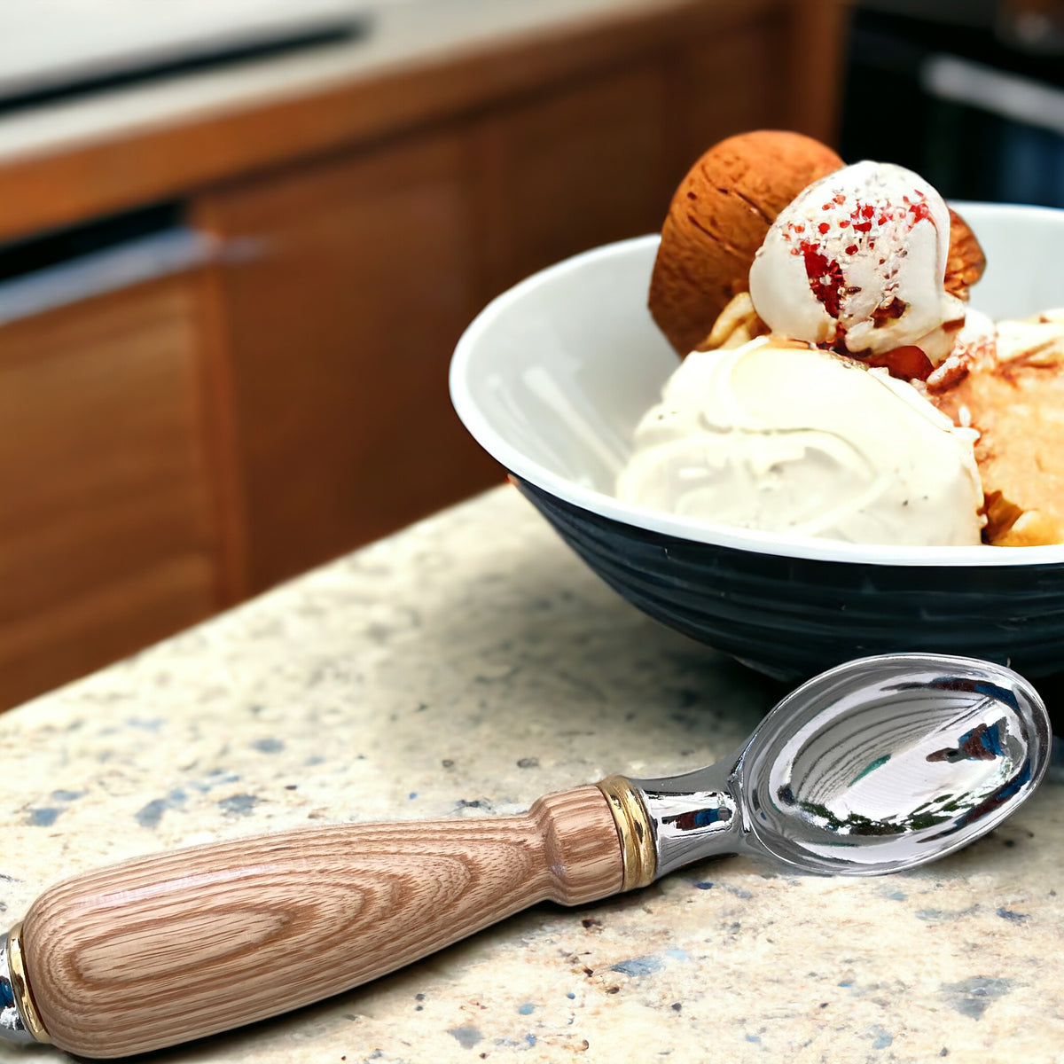 Hand Turned  Ice Cream Scoop- Ash Wood