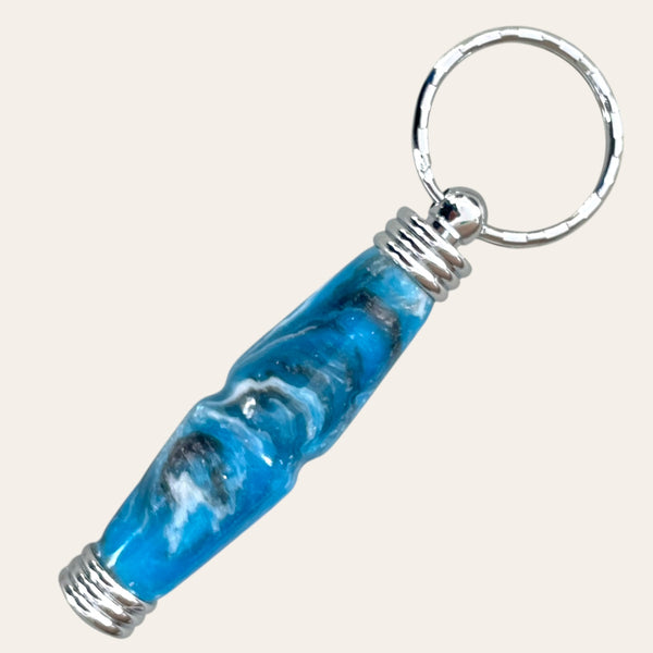 Bluebird Secret Compartment Keychain by Paul's Hand Turned Creations - Wavy Design.