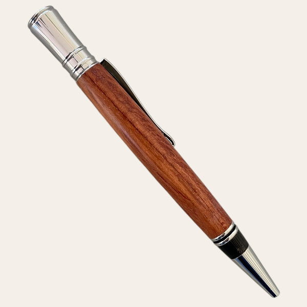 Bubinga Wood Refillable Executive Pen With Chrome Trim by Paul's Hand Turned Creations.