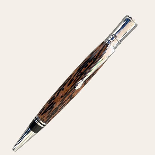 Elegant Coconut Wood Executive Pen With Chrome Trim, by Paul's Hand Turned Creations.