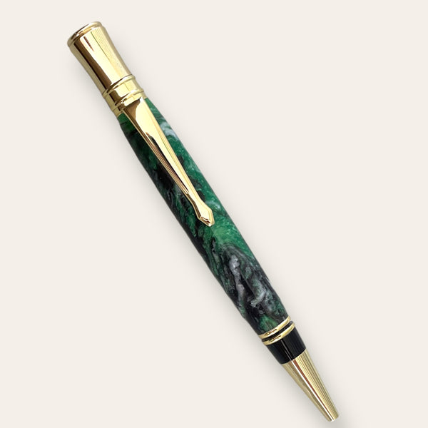 Executive Pen With Gold  Trim- Evergreen Forest Resin Pens Paul's Hand Turned Creations   