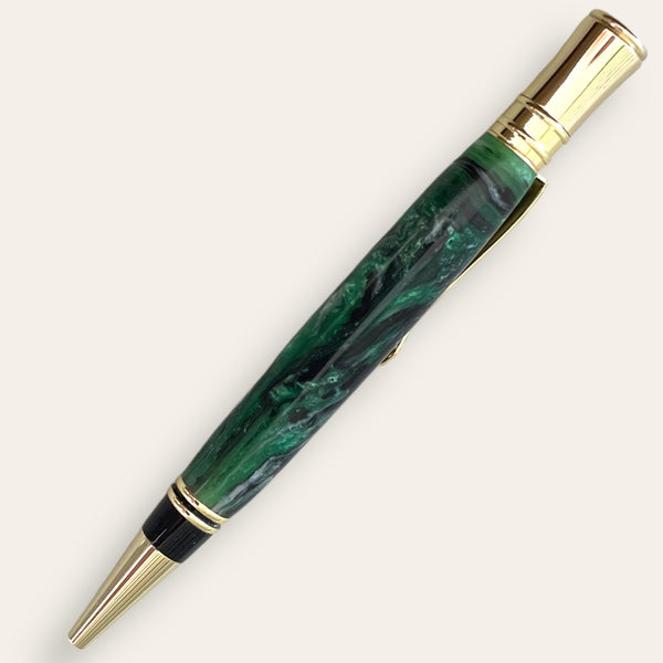 Executive Pen With Gold  Trim- Evergreen Forest Resin Pens Paul's Hand Turned Creations   