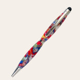 Groovy Resin Refillable Stylus Pen by Paul's: Chrome Trim, marbled body, metal clip.