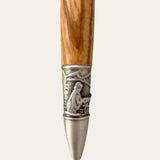 scene of man fishing on zebrawood fly fishing pen with pewter trim pauls hand turned creations