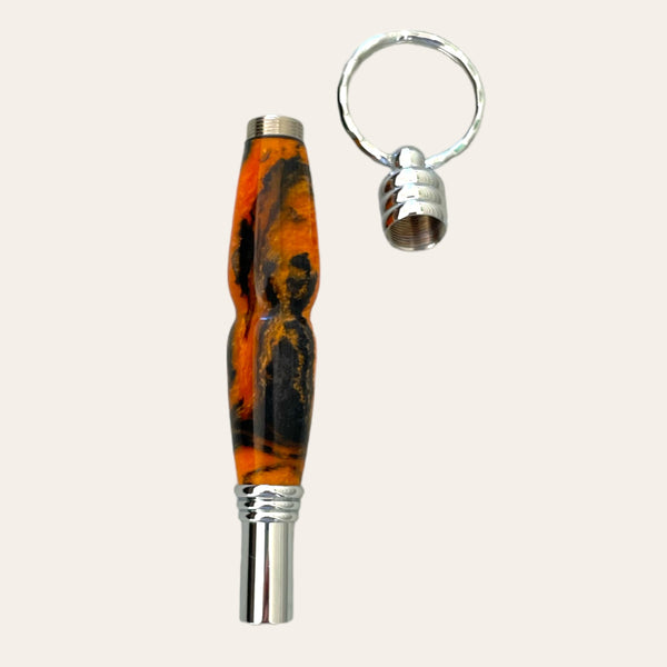 Resin Secret Compartment Key Chain with Safety Whistle- Tiger