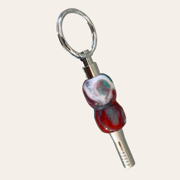Nougat Resin Key Chain with Safety Whistle