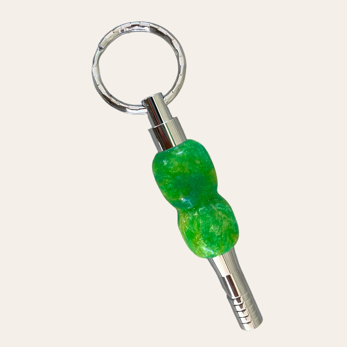 Lemon Lime Resin Key Chain with Safety Whistle