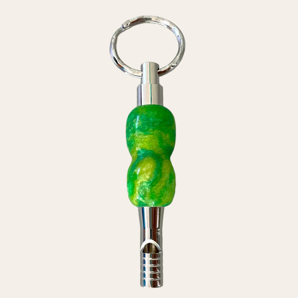 Lemon Lime Resin Key Chain with Safety Whistle