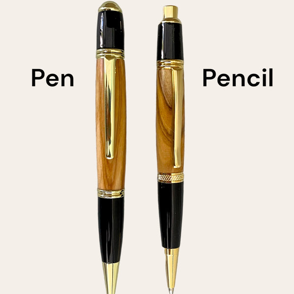 Gatsby Pen and Pencil Set-Exotic Bethlehem Olive Wood