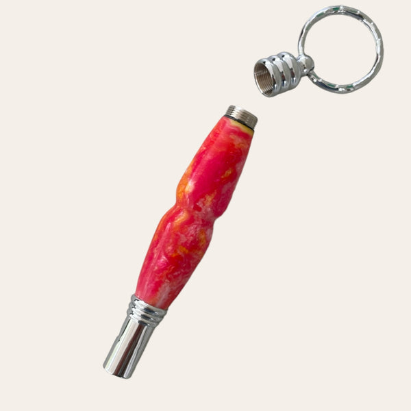 Lotus Flower Resin Secret Compartment Key Chain with Safety Whistle