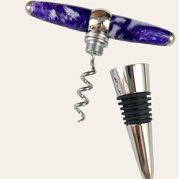 T-Handle Wine-topper With Built in Corkscrew- Purple Passion