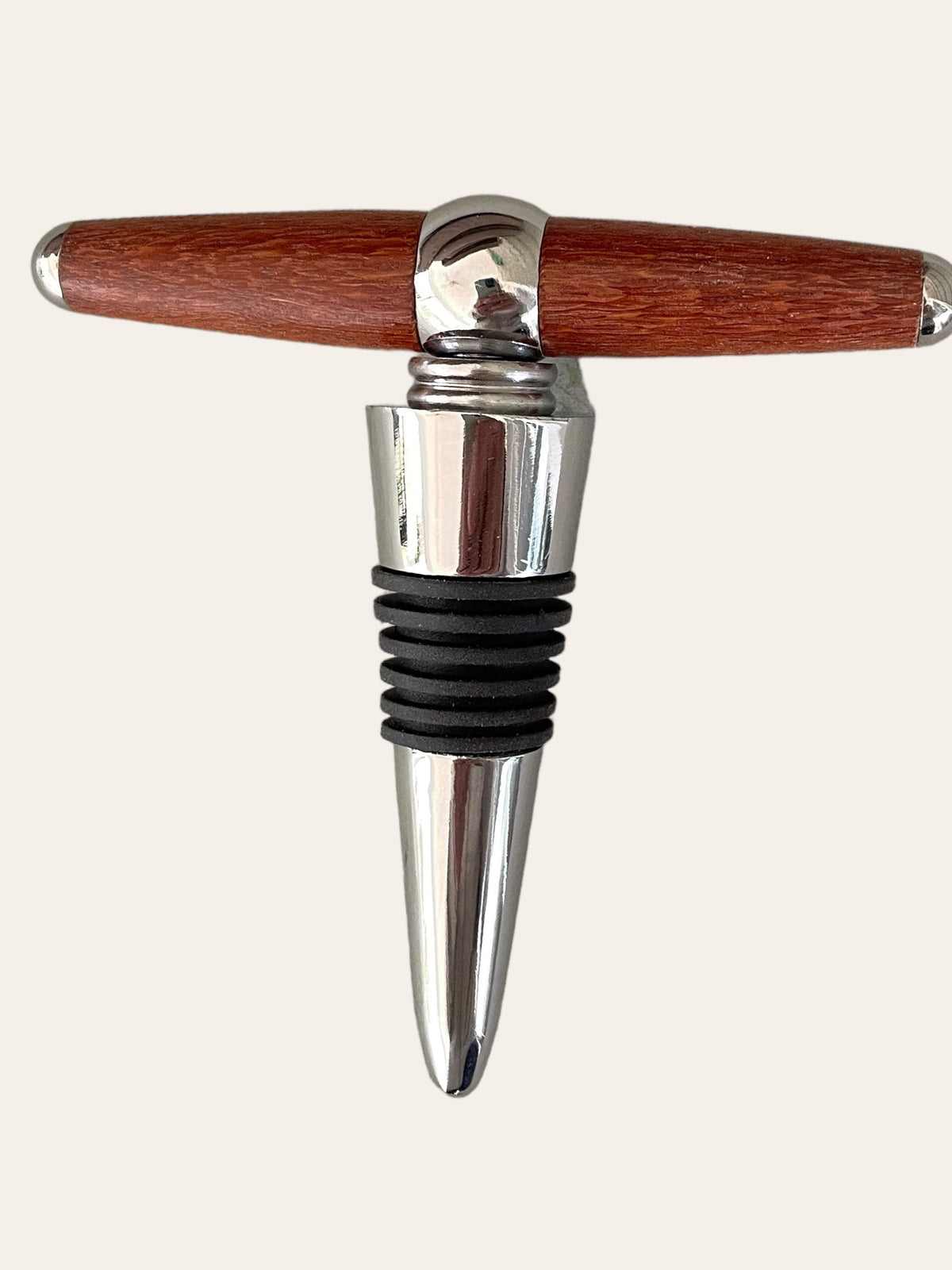 Leopard Wood Hand Turned  T-Handle Winetopper Corkscrew