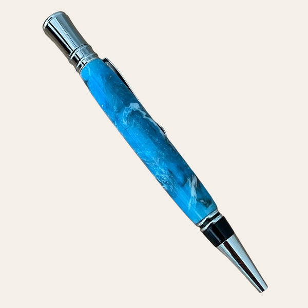 Resin Executive Pen With Chrome Trim- Bluebird