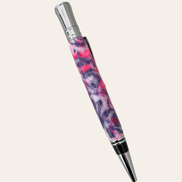 Resin Executive Pen With Chrome Trim- Bubblegum