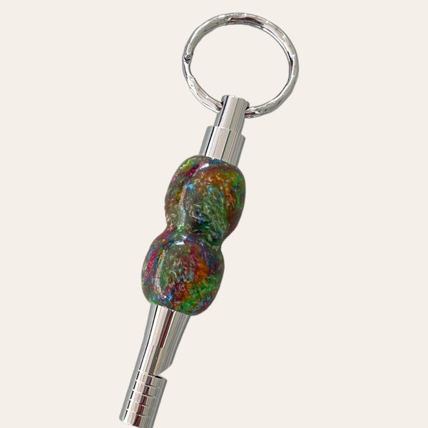 Multi-Colored Resin Key Chain with Safety Whistle