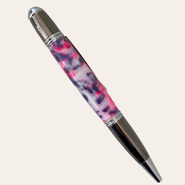 Hand Turned Gatsby Refillable Pen Gun Metal Trim - Bubblegum