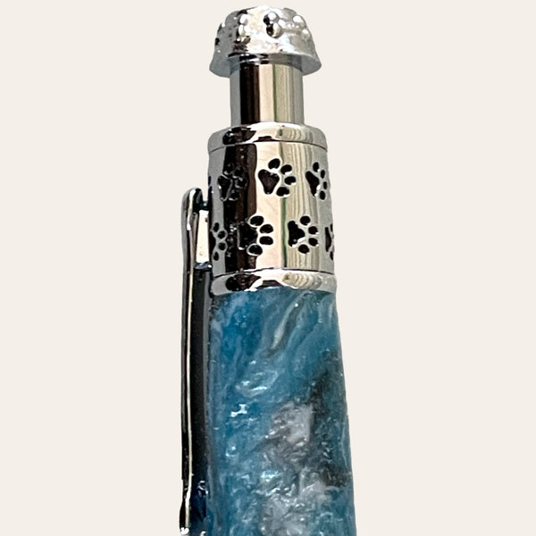 Resin Dog Click Pen With Chrome Trim - Bluebird