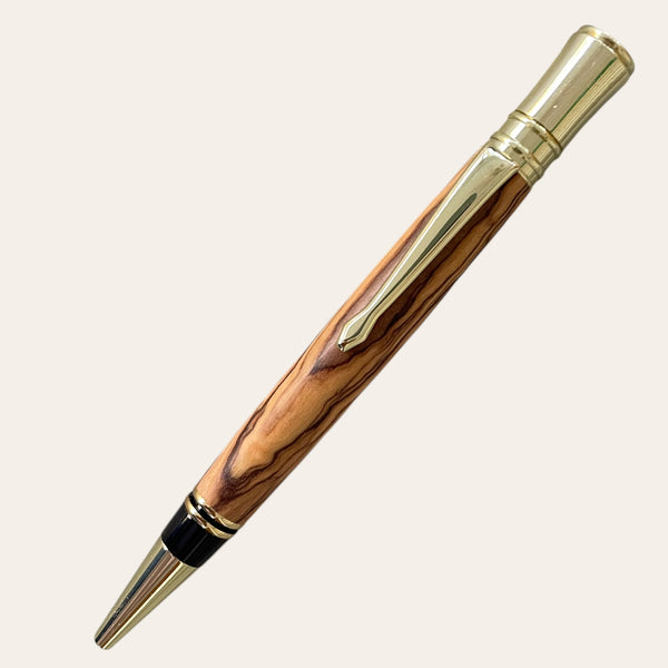 Bethlehem Olive Wood Refillable Executive Pen With Gold Trim