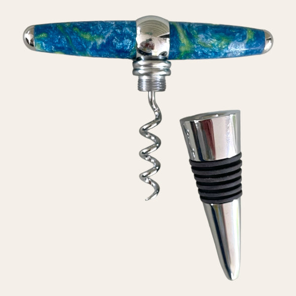 Under The Sea Resin Hand Turned  T-Handle Winetopper Corkscrew