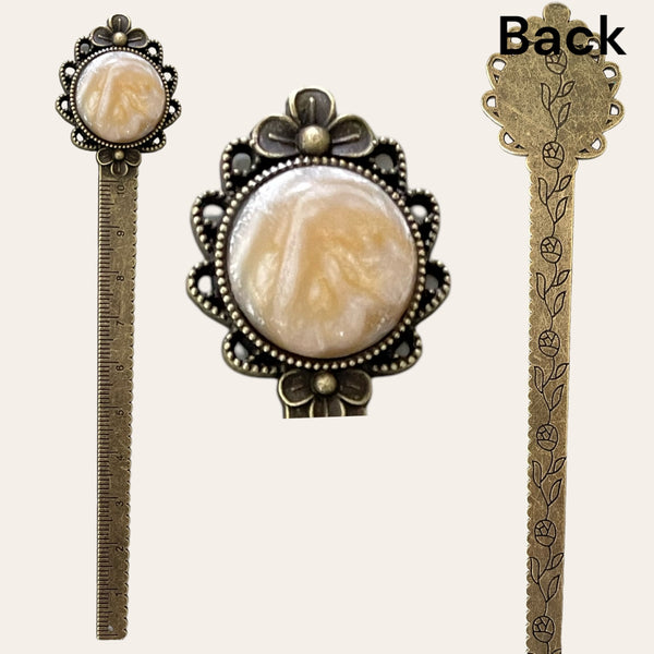 Resin Hand Turned Cabochon Bookmark - Cream