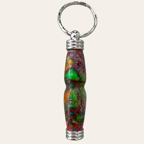 Hand Turned Resin Secret Compartment Key Chain - Mysterious