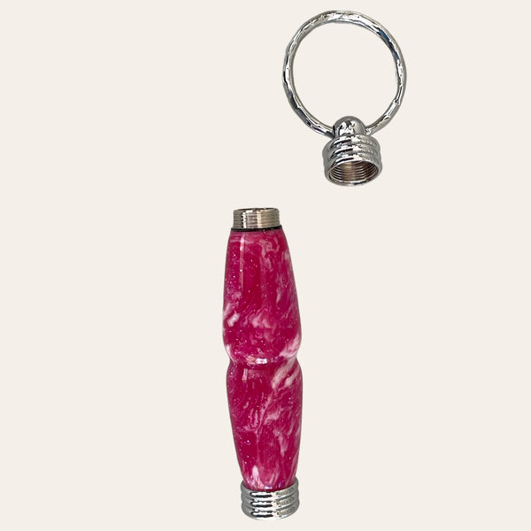 Magenta Hand Turned Resin Secret Compartment Key Chain