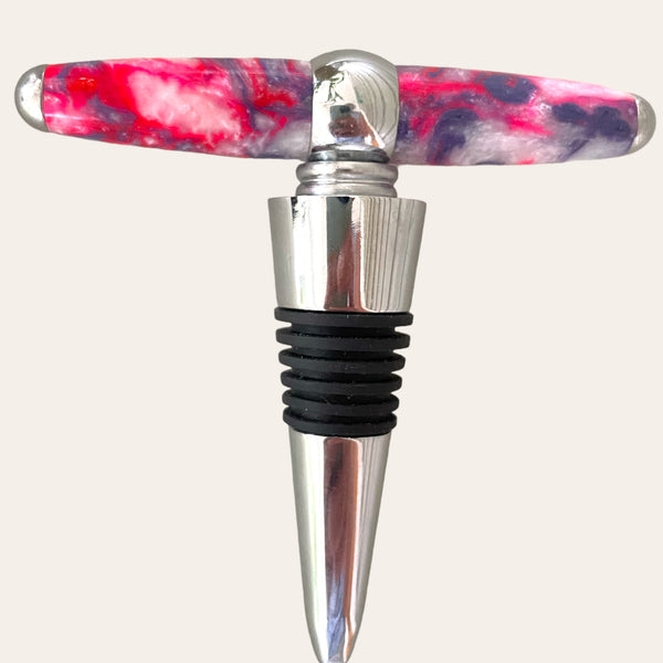 Bubblegum Resin Hand Turned  T-Handle Winetopper Corkscrew