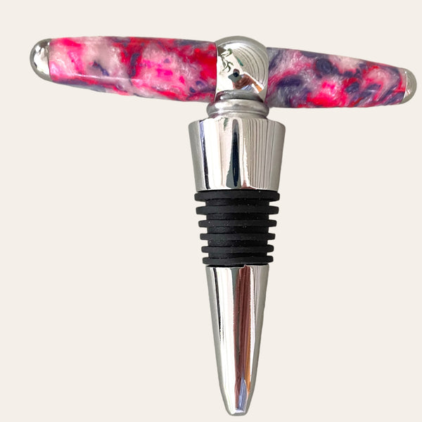 Bubblegum Resin Hand Turned  T-Handle Winetopper Corkscrew