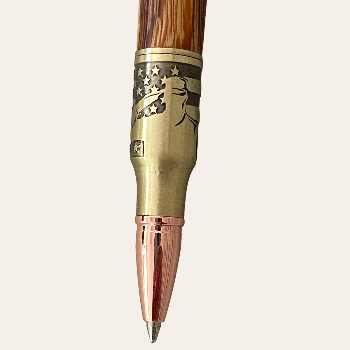 Zebrawood Salute The Troops Bolt Action Hand Turned Pen