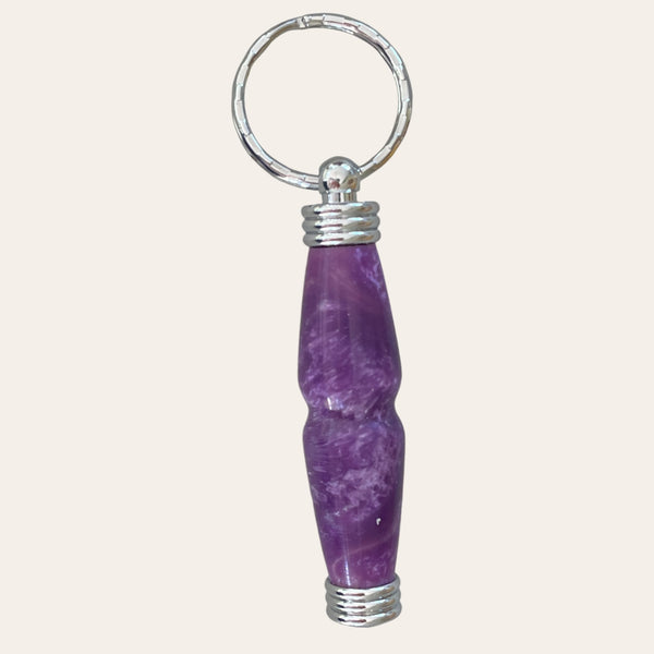 Hand Turned Resin Secret Compartment Key Chain - Lilac