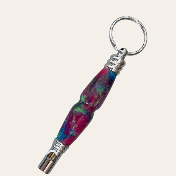 Managarie secret compartment whistle keychain by Paul's Hand Turned Creations.