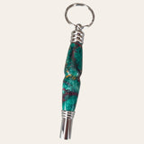 Keychain: Mystical, green/red marbled handle, silver accents, secret compartment.