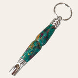 Mystical keychain by Paul's: Hand-turned with safety whistle, secret compartment, silver ring.