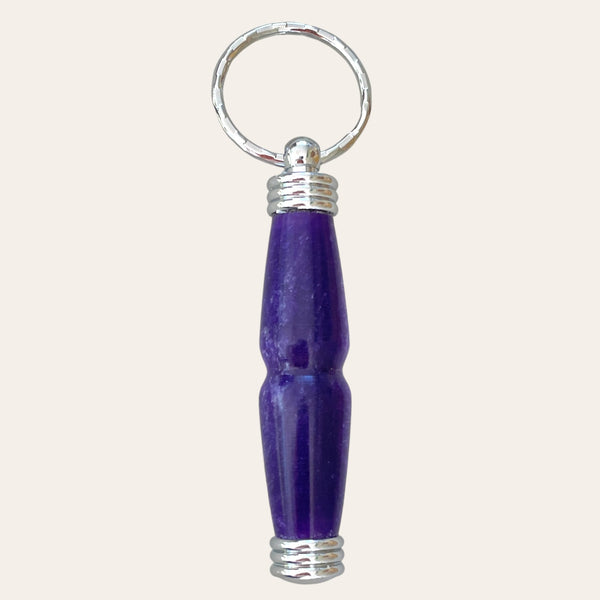 Hand Turned Resin Secret Compartment Key Chain - Purple Passion2