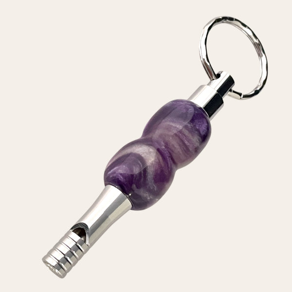 Purple Passion Resin Key Chain with Safety Whistle