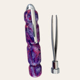 Razzle Dazzle pen by Paul's Hand Turned Creations: purple marble, silver clip, detachable nib.