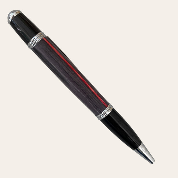 Hand Turned Thin Red Line Gatsby Pen With Chrome Trim - Spectraply Wood