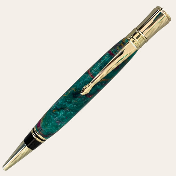 Refillable Resin Executive Pen With Gold Trim - Teal