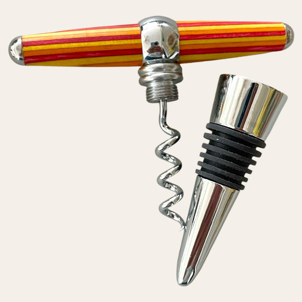 Tequila Sunrise Hand Turned  T-Handle Winetopper Corkscrew