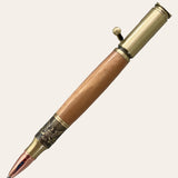 Back of Bald eagle hand turned refillable pen on bethlehem olivewood. Paul's Hand Turned Creations