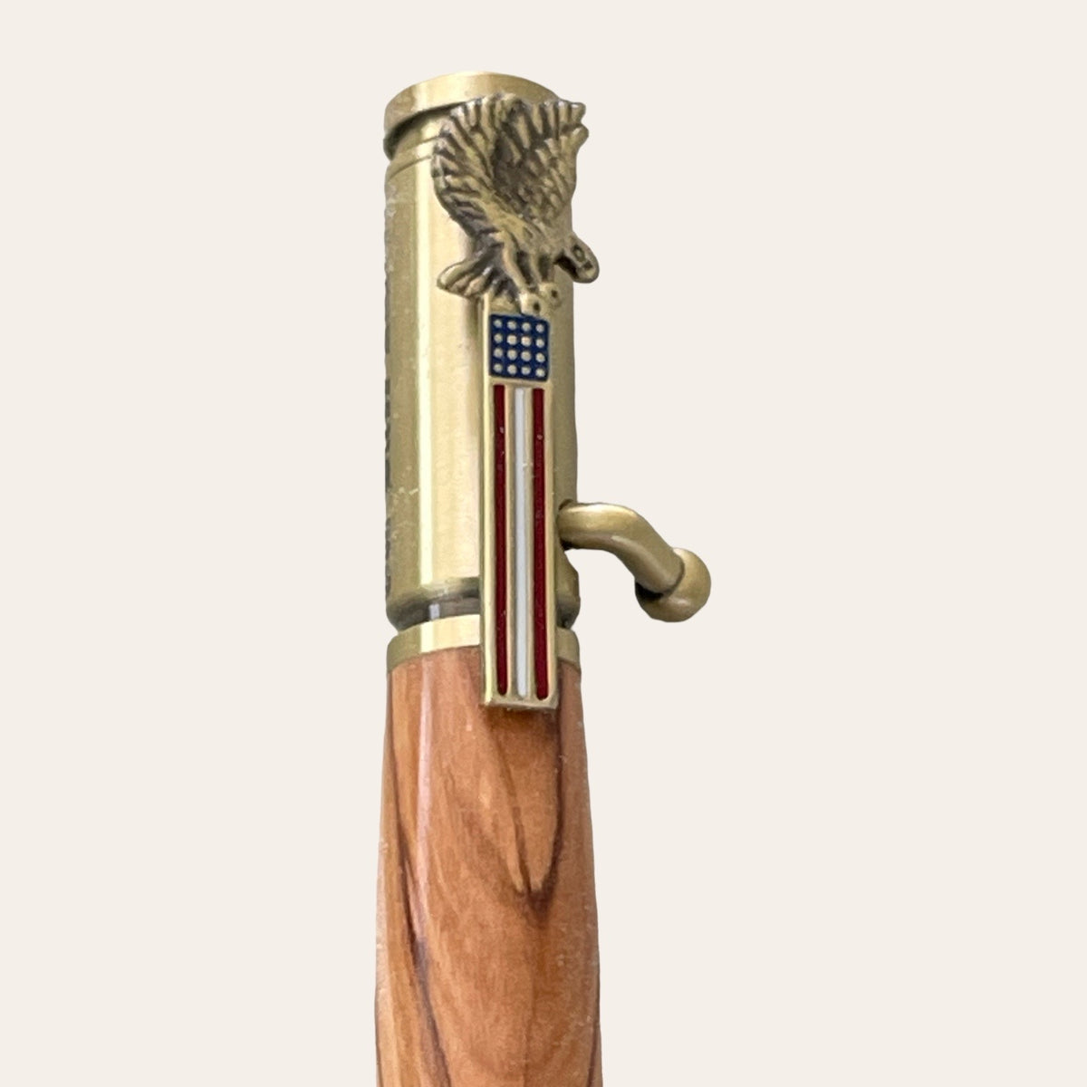 bald eagle with american flag for clip bald eagle refillable themed pen with olive wood. pauls hand turned creations