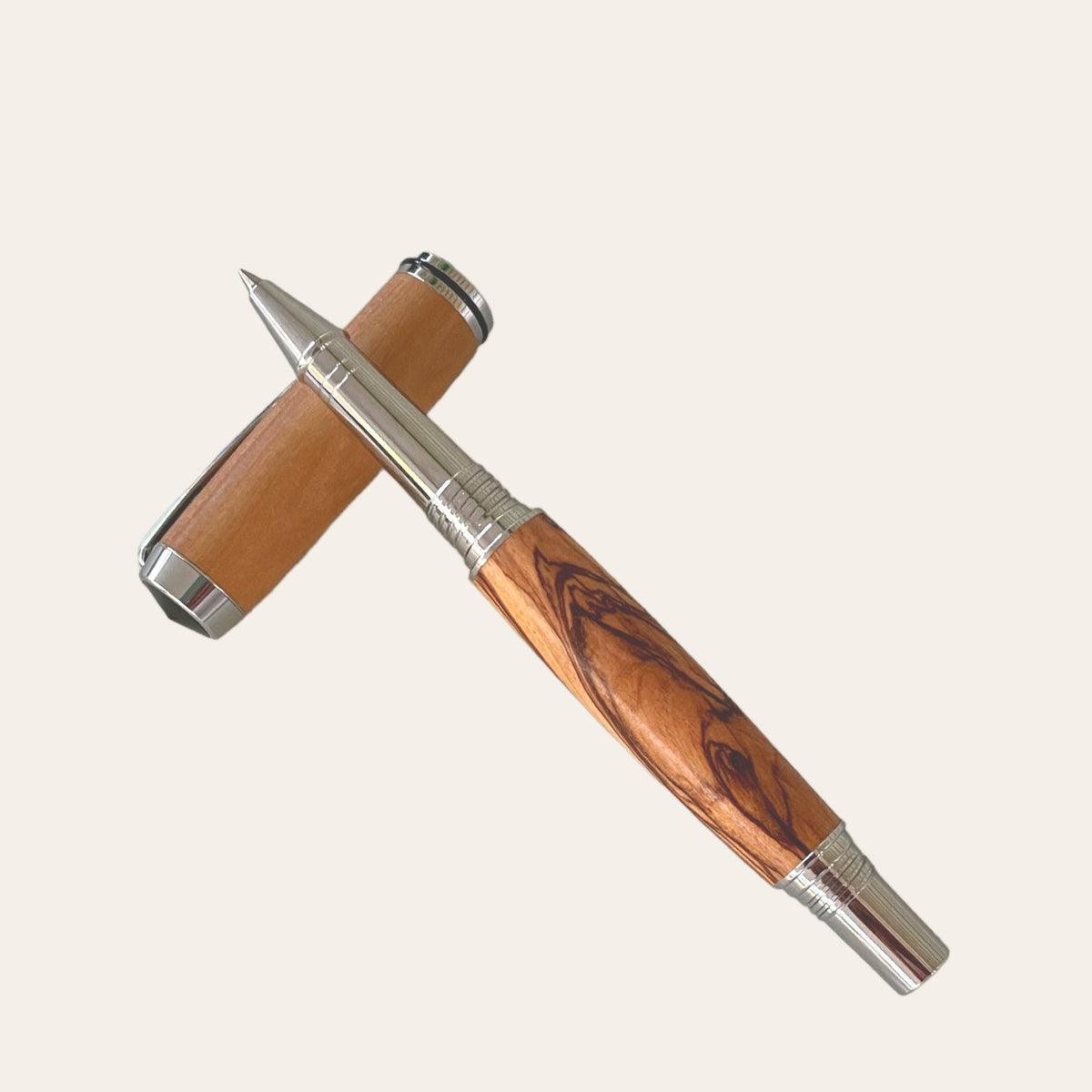 Hand Turned Exotic Bethlehem Olive Wood Jr. Gentleman Rollerball Refillable Pen Pens Paul's Hand Turned Creations  