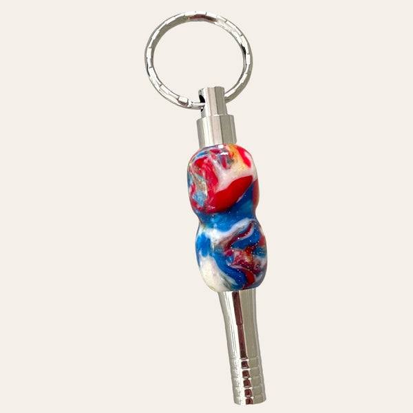 Groovy Resin Key Chain with Safety Whistle Key Chain Paul's Hand Turned Creations   
