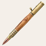 back of Salute The Troops Bolt Action Hand Turned Pen with Bethlehem Olive Wood Pens  Paul's Hand Turned Creations