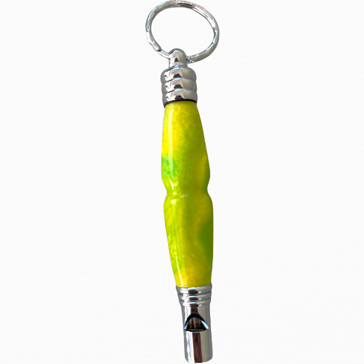 Lemon Lime Secret Compartment Key Chain with Safety Whistle Key Chain Paul's Hand Turned Creations   
